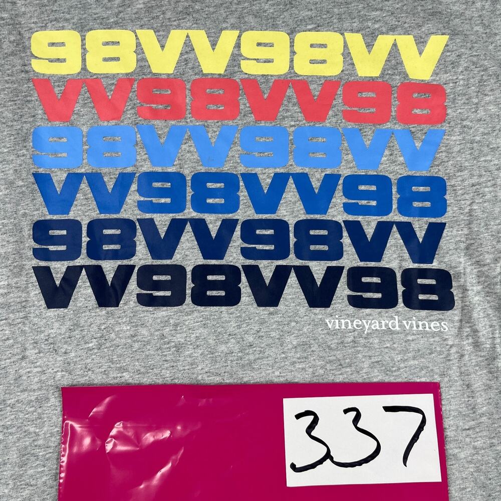 Vineyard Vines Long Sleeve Colorful Graphic Print Shirt Medium Gray Heather Mens